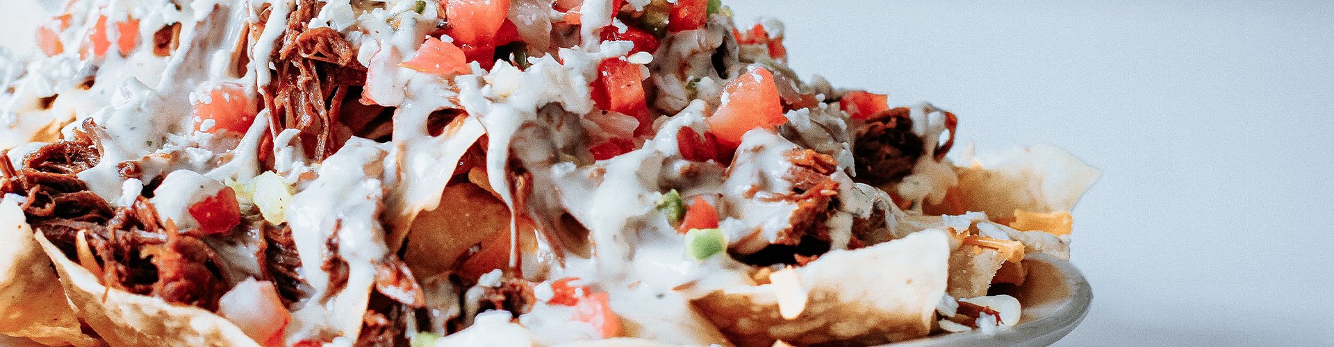 Fuzzy's nachos with pork and queso