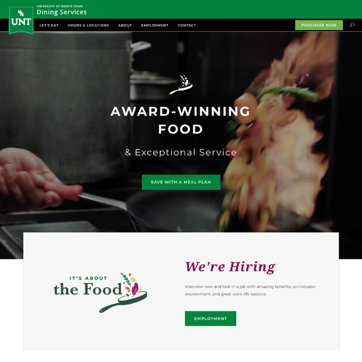 UNT DIning Services homepage